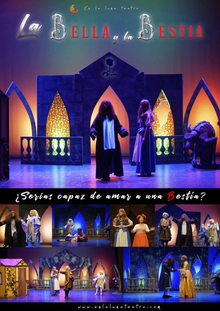 Cartel de la obra de teatro "La Bella y la Bestia" de la compañía En la Luna Teatro