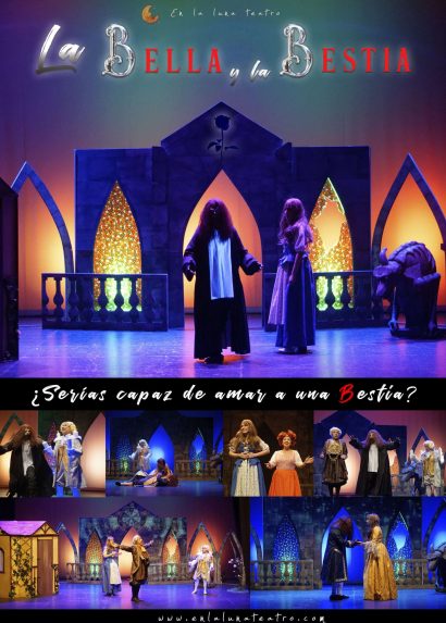 Cartel de la obra de teatro "La Bella y la Bestia" de la compañía En la Luna Teatro